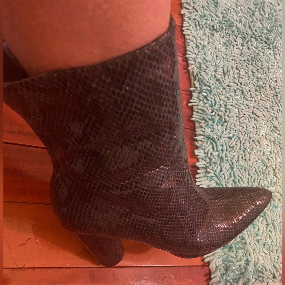 Brand New Above Ankle Boots, Black Snake Skin.
